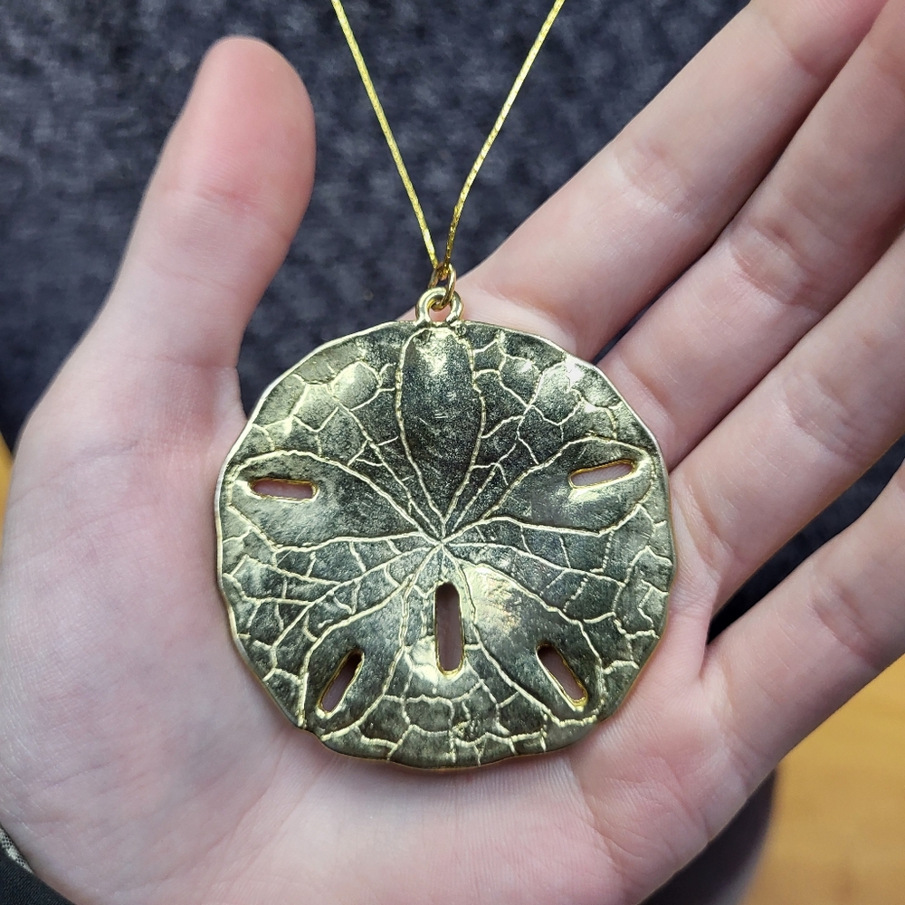 Gold Color Sand Dollar Necklace - Picture 3 of 5